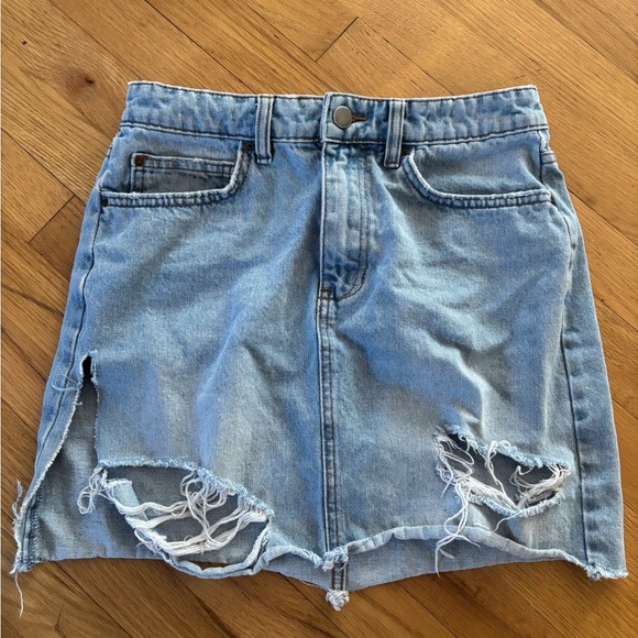 Billabong Dresses & Skirts - Billabong x Sincerely Jules Distressed Denim Mini Skirt